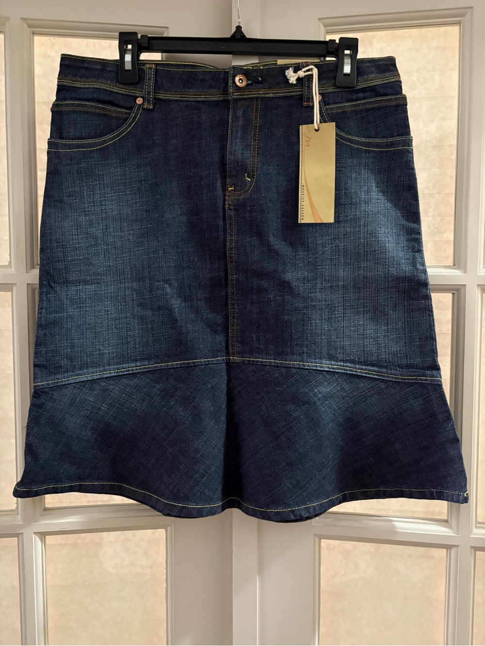 Dark Blue Denim A-Line Skirt - Unbranded